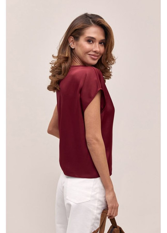 Бордовая блуза шелк-сатин 3019 черный Triko Bakh