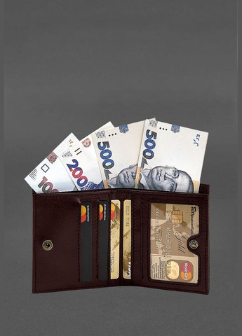 Шкіряне портмоне на кнопці Brut бордовий краст (A-028483) BlankNote (328444797)