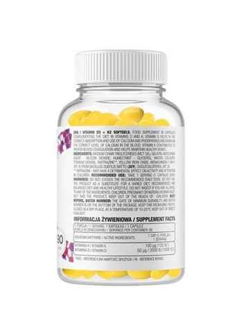 Vitamin D3 + K2 90 Softgels Ostrovit (293246209)