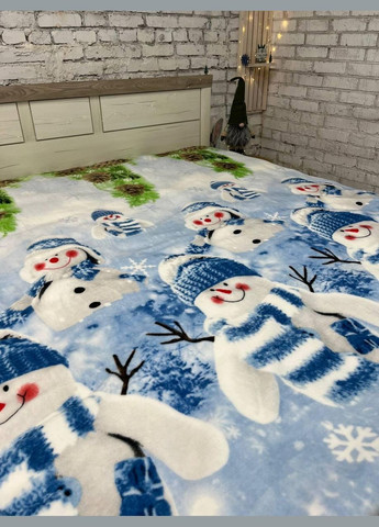 Плед новогодний теплый плюшевое флис Синий 160х215 см No Brand (308754789)