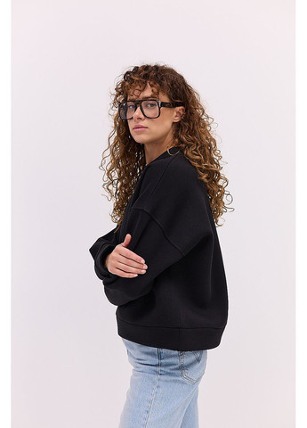 Черный утепленный женский свитшот коричневый с принтом на спине Arjen (361056626)