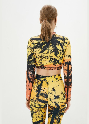 Спортивный топ с длинным рукавом c принтом "Тропик" оранжевый размер M дайвинг 4PROFI (303282917)