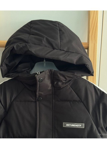 Комбінована демісезонна куртка подовжена з капюшоном колір чорний 10921 No Brand