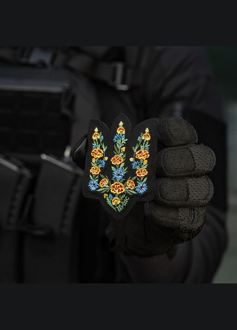 Нашивка Тризуб Чорнобривці (вишивка) Black M-TAC (315047663)