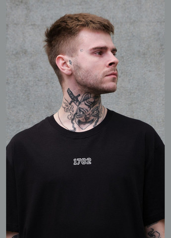 Черная мужская оверсайз футболка с принтом track с длинным рукавом Without