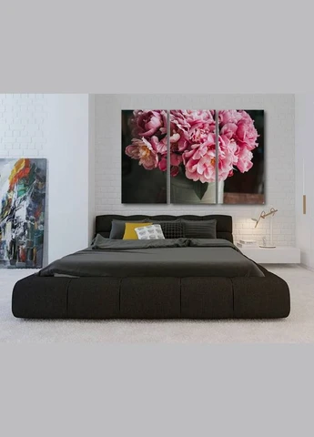 Модульная картина из трех частей Сказочные пионы 128x81 см (M3_L_145) Art Studio Shop (379847304)
