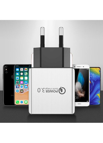 Мережевий зарядний пристрій швидкого заряджання Power Quick Charge 3.0 1 USB (біло-чорний) China (368682327)