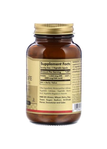 Витамин Фолат (В9), Folic Acid, 800 мкг, 250 растительных капсул (SOL-01101) Solgar Фолат (В9), Folic Acid, 800 мкг, 250 растительных (402634447)