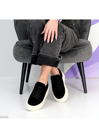 Чорні кеди жіночі з натуральної замші No Brand