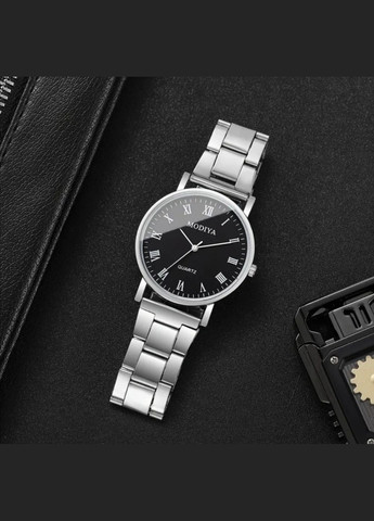 Наручные металлические часы Modiya с черным циферблатом и римскими числами No Brand (337169250)