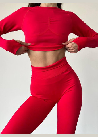 Костюм «новый» 2 в 1 (рашгард и леггинсы) с пуш-ап эффектом красного цвета, размер S Trends (330757795)