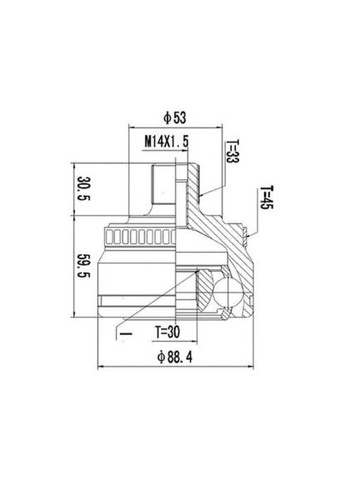 ШРКШ со смазкой в комплекте ШАРНИРНЫЙ КОМПЛЕКТ AUDI A4 95-01, VW PASSAT 95-05, SKODA SUPERB 02-08 ВН 2710-1375 PROfit (366188174)