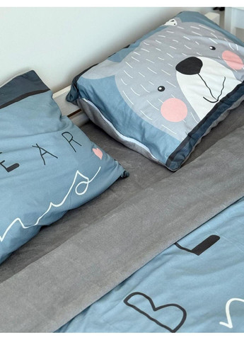 Постельное белье с резинкой Медведь, вельвет+плюш Двухспальный размер, наволочки 50/70 No Brand (364217557)