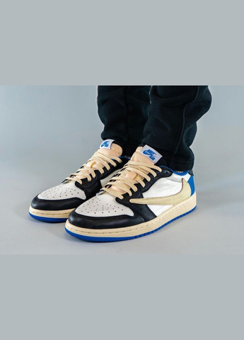 Сірі всесезонні кросовки air jordan 1 low fragment x travis scott - dm7866-140 Nike