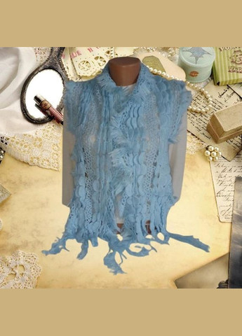 Светло-голубой вязаный женский шарф+подарок No Brand (337359548)