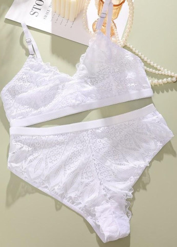 Білий демісезонний жіночий мереживний еластичний комплект білизни perfect touch (1492-44-01) Finetoo
