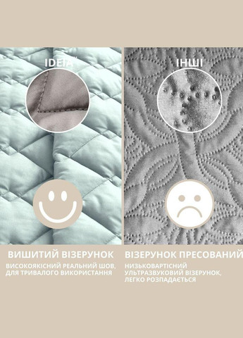 Покривало 180х210 см стьобане двостороннє якісна стібка мікрофібра на ліжко, диван мята сіре IDEIA (302975654)