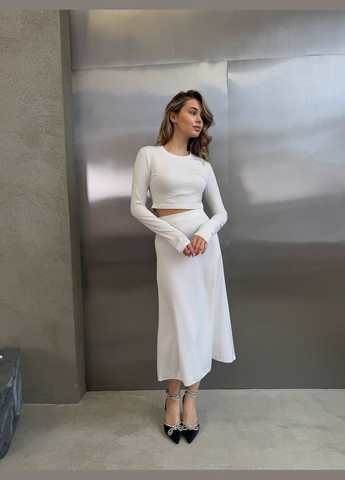 Молочная офисная, повседневная, праздничный, вечерний юбка шелк No Brand