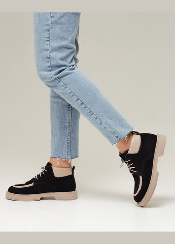 Осенние ботинки женские демисезонные черные замша Guero из натуральной замши