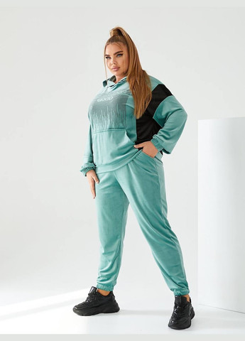 Жіночий спортивний костюм з велюру колір джинс New Trend (305206389)