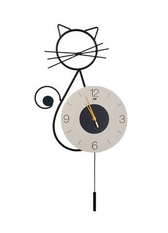 Часы настенные дизайнерские с маятником Wish Cat JT21239 / 75x35см черный No Brand (299766850)