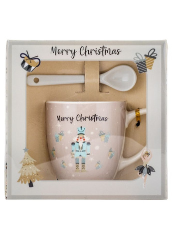 Новорічна кружка з ложкою в подарунковій коробочці Лускунчик, 175 мл No Brand (300375561)