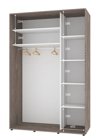 Шкаф-купе двухдверный Комфорт Мебель 150*60*210 см Трюфель 2 двери Зеркало Стандарт Комфорт Меблі (360429728)