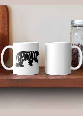 Чашка Керамічна кружка з принтом Ведмідь Daddy для батька Біла 330 мл Orca (317320445)