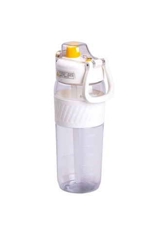 Пляшка для води 600 мл пляшка в школу для тренувань із трубочкою та ручкою 22 см Біла HP-14-42W Yiwu (370974859)