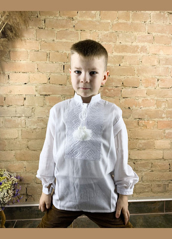 Белая детская вышиванка для мальчика скрипка белоснежная НоКо узор орнамент хлопок (305832195)