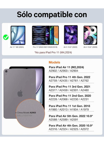 Клавіатура-чохол для iPad Air 2024 11”, Air 5/Air 4 10.9”, iPad Pro 11 4, 3, 2, 1 покоління, магнітна, ультратонка, сіра QWERTY No Brand (366422023)