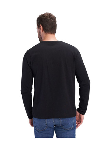 Футболка з довгим рукавом (лонгслів) чоловіча Kenvelo чорний бавовна