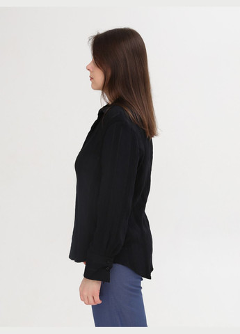 Черная повседневный рубашка однотонная MDG с длинным рукавом