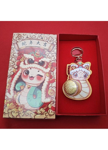 Кожаный брелок в форме змеи с вращающейся монетой на денеги и удачу – символ 2025 года. Подарочная упаковка No Brand (306815520)