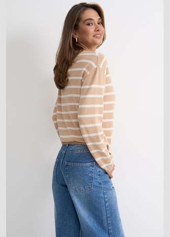 Бежевый демисезонный джемпер в полоску из вискозы и бамбука (2800) Triko Bakh