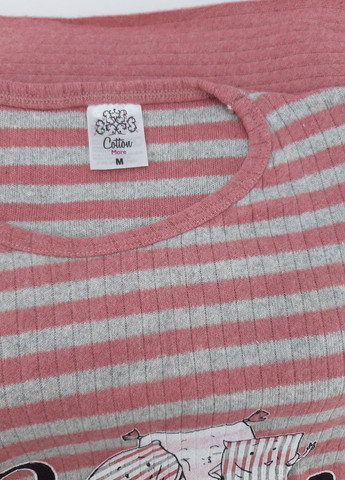 Пудрова зимня піжама тепла бавовна лонгслів + брюки Cotton More