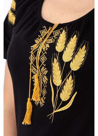 Чёрная вышиванка женская с коротким рукавом hc (h001-8604-015-22-2) Носи своє (367020114)