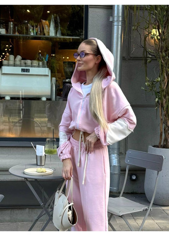 Женский спортивный костюм-двойка с кофтой на молнии и широкими брюками. Україна (353492881)