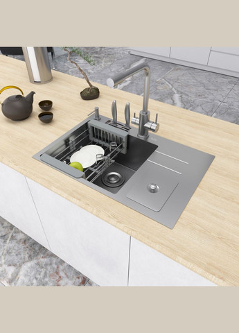 Кухонная мойка из нержавеющей стали со встроенной помойкой NSM-7047 Nett (336932932)