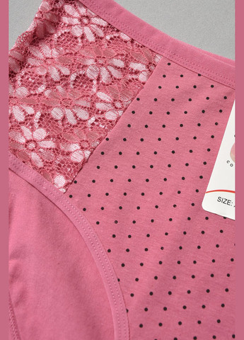 Труси жіночі батальні з гіпюровою вставкою малинового кольору Let's Shop (278050302)