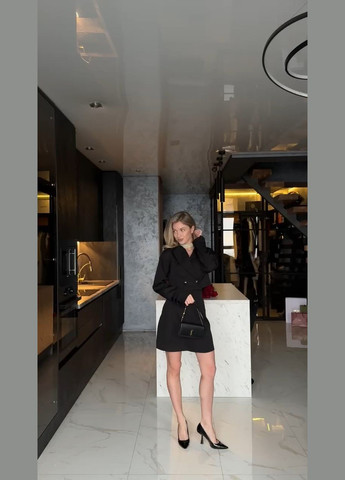 Чорна вечірня сукня-бандо міні + укорочений піджак бандо MonCher