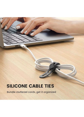 Фіксатор-затискач для кабелю органайзер хомут стяжки силіконові 15 шт Чорний Captain (356680639)