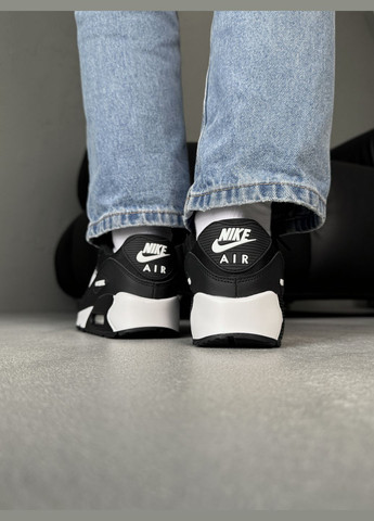 Чорно-білі Осінні кросівки чоловічі і жіночі nike air max 90 black white | найк аір макс 90 чорно-білі No Brand
