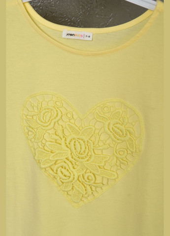 Желтая летняя футболка детская для девочки желтого цвета Let's Shop