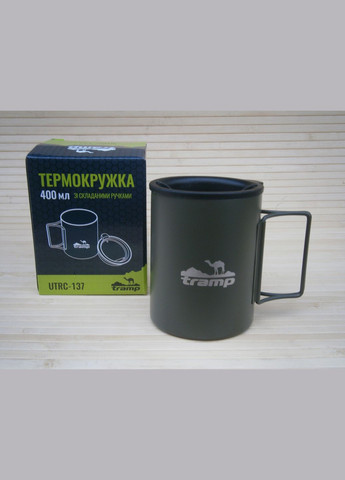 Термокружка UTRC-137 зі складаними ручками та поїлкою 400мл олива Tramp (302391688)