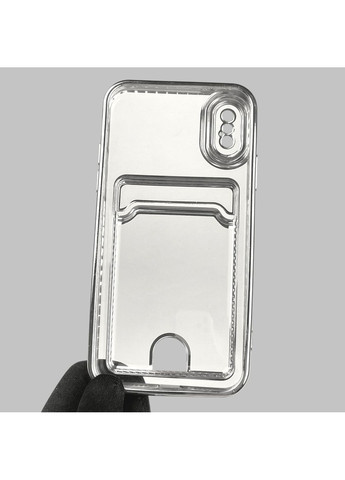 Чехол для iPhone X с серебряной окантовкой с карманом для карт на айфон Х серебряный Apple (366023529)