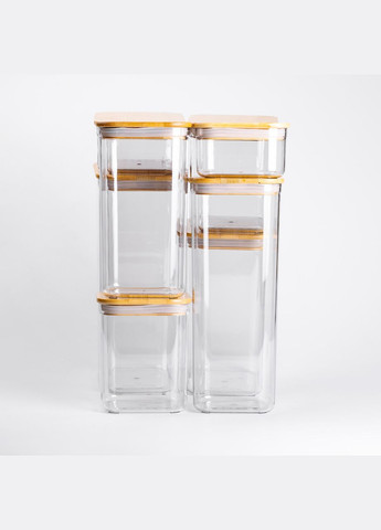 Набір банок для сипучих продуктів 8 штук з бамбуковою кришкою Yiwu (325686388)