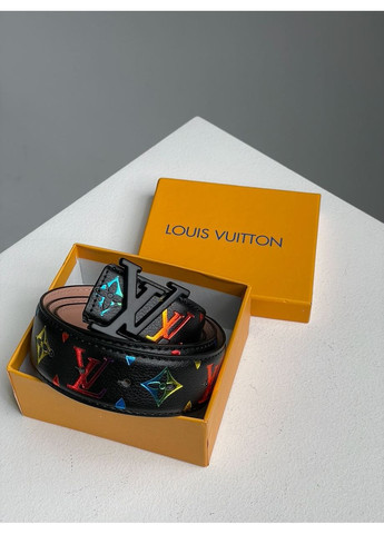 Ремінь жіночий шкіряний Louis Vuitton Rainbow Belt Black/Black чорний Луї Вітон пояс чорна бляха No Brand (360508513)