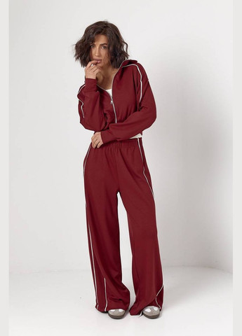 Спортивный костюм с коротким худи на молнии и прямыми штанами Lurex Спортивный костюм (327218301)