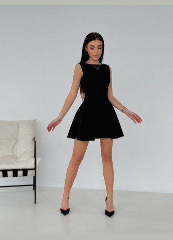 Черное праздничный, деловое женское платье с открытой спиной Avanti однотонное